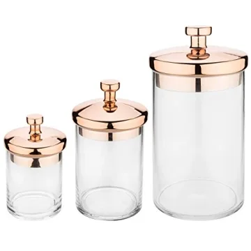 MyGift Apothecary Jar Set with Copper Lid - 6 Piece