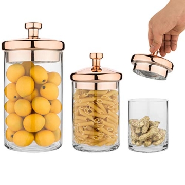 MyGift Apothecary Jar Set with Copper Lid - 6 Piece