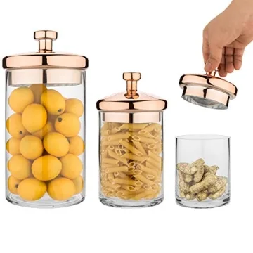 MyGift Apothecary Jar Set with Copper Lid - 6 Piece