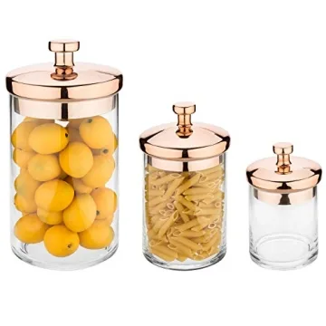 MyGift Apothecary Jar Set with Copper Lid - 6 Piece