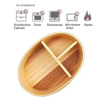 Miraclekoo Wooden Lunch Box for Kids/Adult,Japanese Bento Box with divider Wood Bento Lunch Box for Picnicking Office Hiking Camping