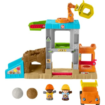 Fisher-Price Little People Toddler Learning Toy Load Up ‘n Learn Construction Site Playset with Du...