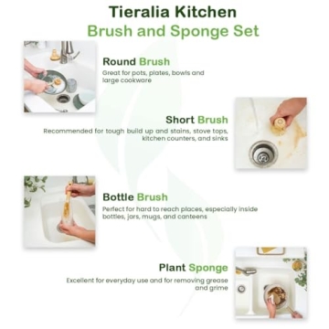 Buy Tieralia Eco-Friendly Bamboo Dish Brush Set Now