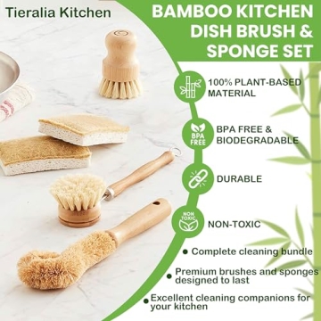 Buy Tieralia Eco-Friendly Bamboo Dish Brush Set Now