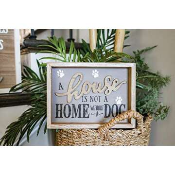 Parisloft A House is Not A Home Without A Dog Wooden Dog Sign for Dog Lovers | Rustic Wood Pet Sign ...