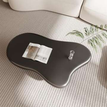 LKTART 39.37" Cloud Coffee Table for Living Room, Modern Cute Irregular Coffee Table, 4 Cylindrical ...