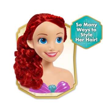 Disney Princess Ariel Styling Head, 18-pieces, Pretend Play, Kids Toys for Ages 3 Up by Just Play