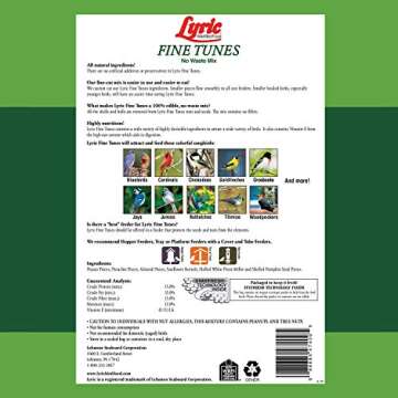 Lyric Fine Tunes Wild Bird Seed - No Waste Bird Food Mix - Attracts Bluebirds, Finches, Chickadees & More - 15 lb. Bag