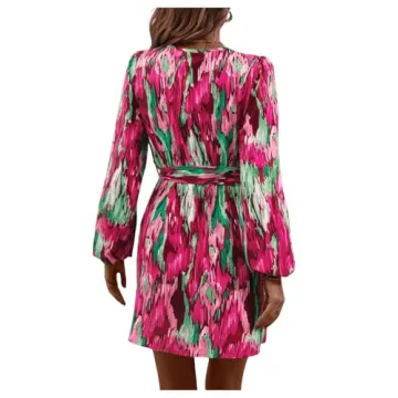 MakeMeChic Women's Stylish Allover Print Wrap Dress