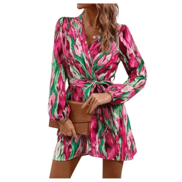MakeMeChic Women's Stylish Allover Print Wrap Dress