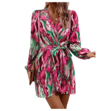 MakeMeChic Women's Stylish Allover Print Wrap Dress