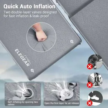 Elegear Self Inflating Camping Sleeping Pad, 3.1'' Ultra Thick Memory Foam Camping Pad with Pillow, 20s Fast Inflating 9.5 R-Value Insulated 4-Season Camping Mattress Pad for Camping/Travel/Tent/Car