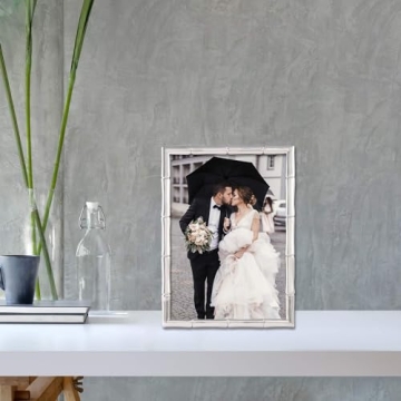 Elegant Lawrence Silver Metal Bamboo 4x6 Frame