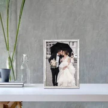 Elegant Lawrence Silver Metal Bamboo 4x6 Frame