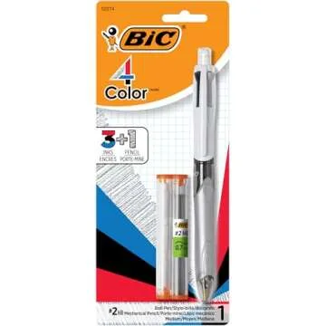 BIC 4-Color 3+1 Ballpoint Pens and Pencil, Medium Point (1.0 mm), Assorted Colors, 1-Count Pack, Pen...