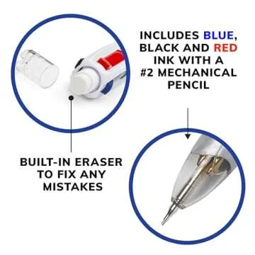 BIC 4-Color 3+1 Ballpoint Pens and Pencil, Medium Point (1.0 mm), Assorted Colors, 1-Count Pack, Pens for School and Office Supplies