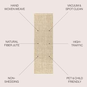 JONATHAN Y NFR103A-28 Hiro Hand Woven Chunky Jute Indoor Area -Rug Bohemian Farmhouse Easy -Cleaning...