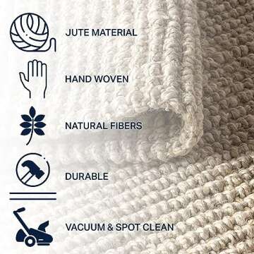JONATHAN Y NFR103A-28 Hiro Hand Woven Chunky Jute Indoor Area -Rug Bohemian Farmhouse Easy -Cleaning Bedroom Kitchen Living Room Non Shedding, 2 X 8, Ivory