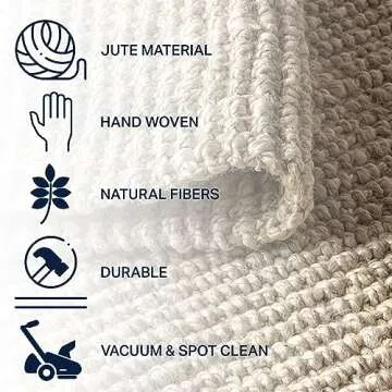 JONATHAN Y NFR103A-28 Hiro Hand Woven Chunky Jute Indoor Area -Rug Bohemian Farmhouse Easy -Cleaning Bedroom Kitchen Living Room Non Shedding, 2 X 8, Ivory