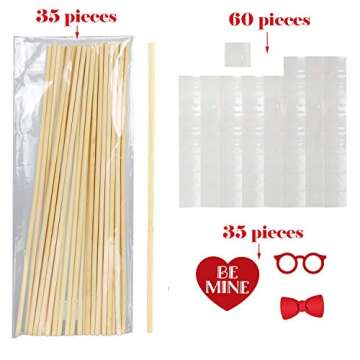 Valentines Day Photo Booth Props 35 PCS DIY Funny Disguise Props Valentines Day Decorations with Lov...