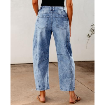 GRAPENT Women's Barrel Jeans Fashionable & Comfortable
