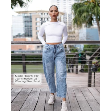 GRAPENT Women's Barrel Jeans Fashionable & Comfortable