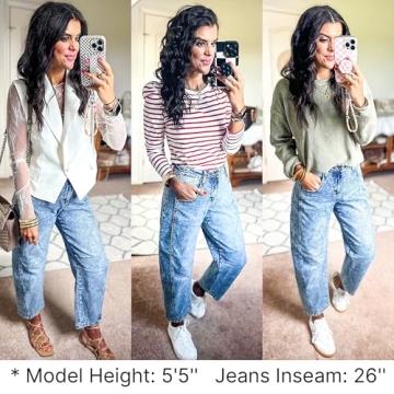 GRAPENT Women's Barrel Jeans Fashionable & Comfortable