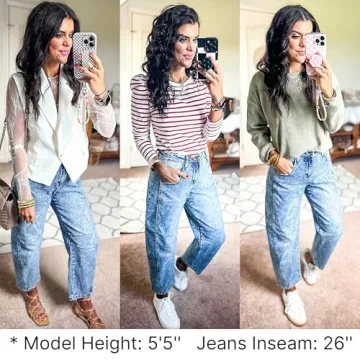 GRAPENT Women's Barrel Jeans Fashionable & Comfortable