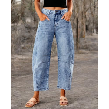 GRAPENT Women's Barrel Jeans Fashionable & Comfortable