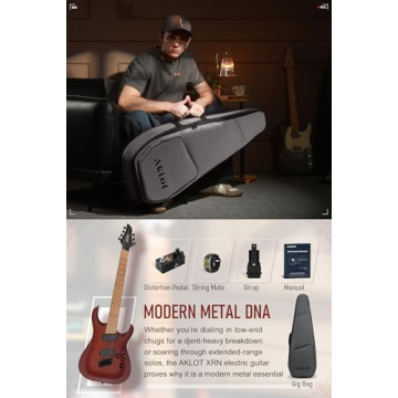 AKLOT Multi-Scale 7-String Electric Guitar: Roasted Maple Neck, Accessories Included