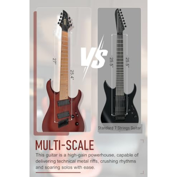 AKLOT Multi-Scale 7-String Electric Guitar with Pedal