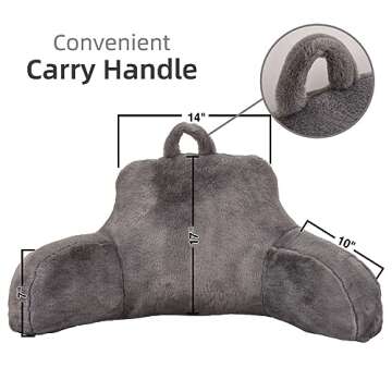 A Nice Night Faux Fur Reading Pillow Bed Wedge - Large Adult & Children Backrest with Arms for Sitti...