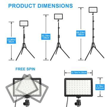 2 Pack 70 LED Video Light with 61.42'' Tripod Stand/Color Filters, Obeamiu 5600K USB Studio Lights S...