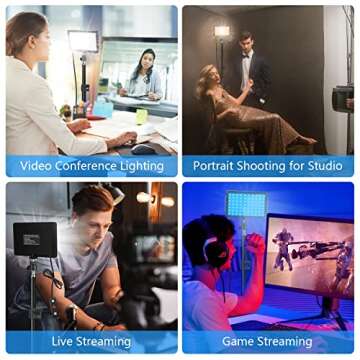 2 Pack 70 LED Video Light with 61.42'' Tripod Stand/Color Filters, Obeamiu 5600K USB Studio Lights Shooting Kit for Photography Lighting, Zoom Call Lighting, Live Streaming, Video Conferencing
