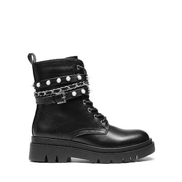 Fashion Platform Combat Boots for Women, Size 8.5