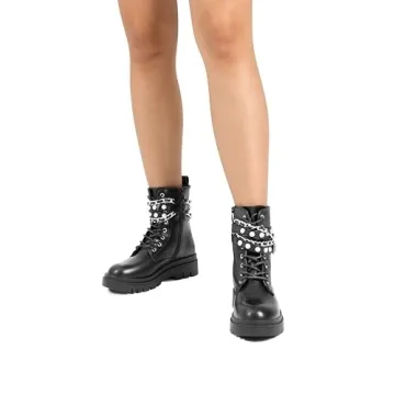 Fashion Platform Combat Boots for Women, Size 8.5