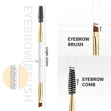 Docolor Eyebrow Brush Duo Eyebrow Spoolie Professional Angled Eye Brow Brush Perfect for Lining and Shaping Brows, Spoolie for Brows or Lashes White