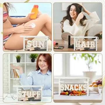 Y1tvei STUFF Clear Makeup Bag - Preppy Patch White Chenille Varsity Letter Transparent PVC Large Cosmetic Pouch Portable Waterproof Travel Organizer Toiletry Compliant Carry On Bag for Women(White)