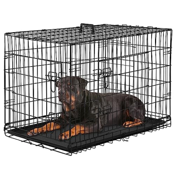 PayLessHere Large Dog Crate Kennel for Medium Large Dogs Metal Dog Cage Double-Door Folding Travel I...