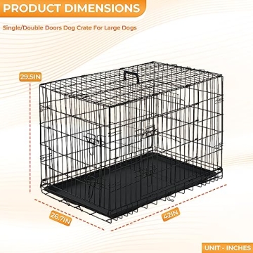 PayLessHere 42 Inch Large Dog Crate with Divider and Tray