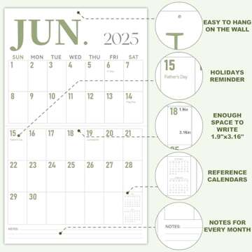 GuassLee Wall Calendar 2025-2026 Large, 23"x11" Vertical Wall Calendar 2025, 19-Month from 2025 Jun ...