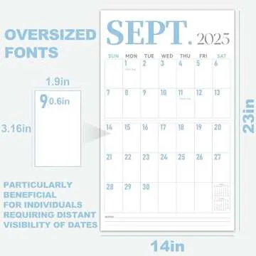 GuassLee Wall Calendar 2025-2026 Large, 23"x11" Vertical Wall Calendar 2025, 19-Month from 2025 Jun to 2026 Dec, Monthly Planner Hanging Calendar with Big Grid Big Numbers for Home Office Organizing