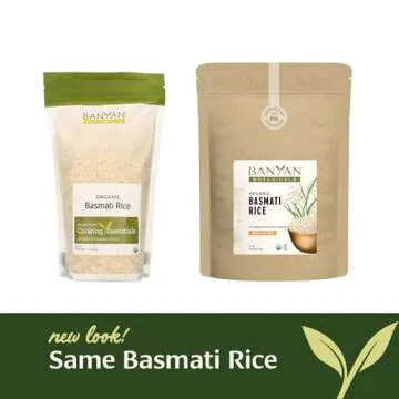 Banyan Botanicals White Basmati Rice – Organic & Pure Basmati Rice for Cooking Healthy Meals and Making Kitchari – With Resealable Zipper Bag – 3.15 lbs – Non-GMO Sustainably Sourced Vegan