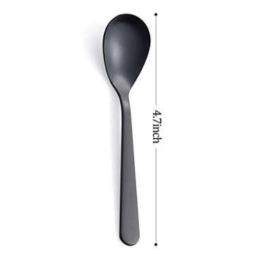 FULLYWARE Matte Black Demitasse Espresso Spoons, Stainless Steel Satin Finish Coffee Spoons, Mini Teaspoons, Sugar Spoons, 4.7-inch, Set of 6