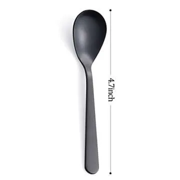 FULLYWARE Matte Black Demitasse Espresso Spoons, Stainless Steel Satin Finish Coffee Spoons, Mini Teaspoons, Sugar Spoons, 4.7-inch, Set of 6
