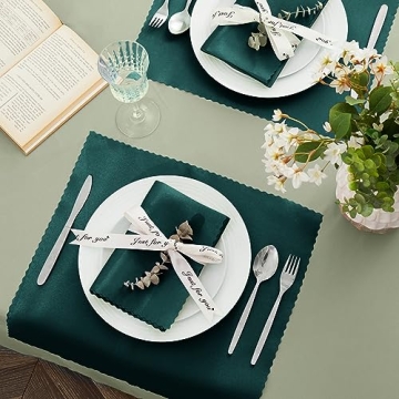 Elegant 12 Pack Hunter Green Satin Napkins for Events