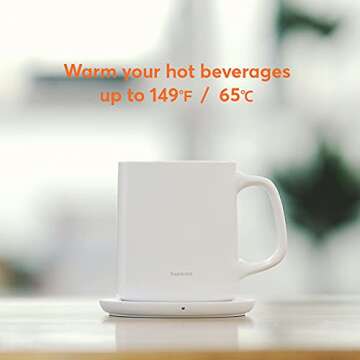 hurkins Smug, up to 149℉ Coffee Mug Warmer & Mug & pctg Lid Set, self Heated Cup with Wireless Cha...