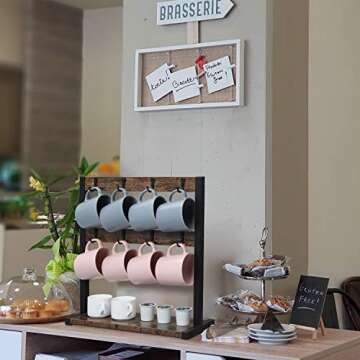 OROPY Wooden Coffee Mug Holder Stand for Kitchen Counter, Rustic Mug Rack for 16 Coffee Cups with St...