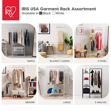 IRIS USA Clothes Rack with 4 Metal Shelves, Freestanding Clothing Racks for Hanging Clothes, Easy to...