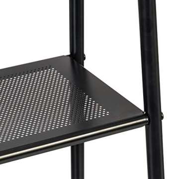 IRIS USA Clothes Rack with 4 Metal Shelves, Freestanding Clothing Racks for Hanging Clothes, Easy to Assemble, Standing Metal Sturdy Garment and Accessories Rack, Small Space Storage Solution, Black